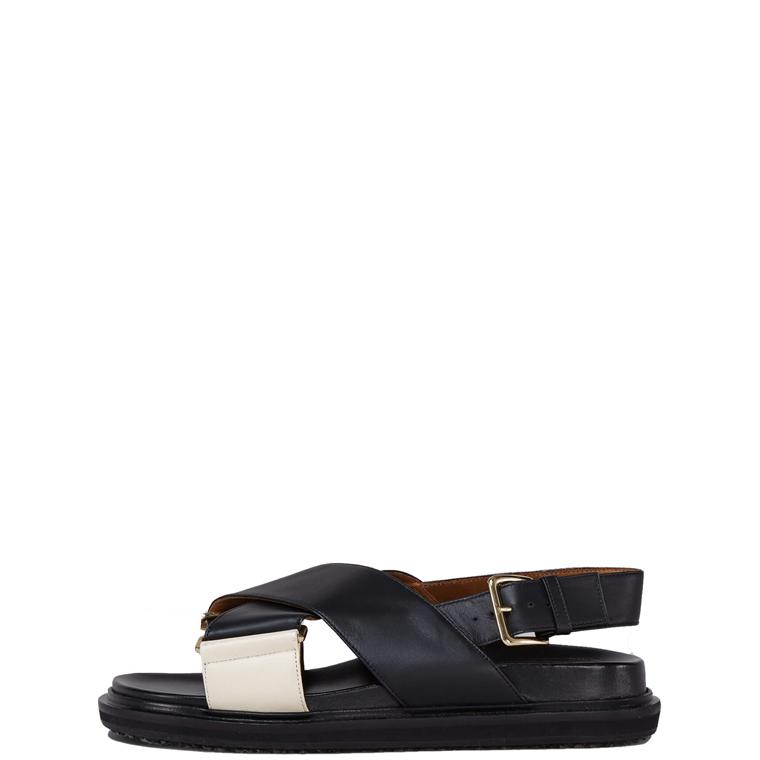 MARNI Fusbett Sandaler, Black/Silkwhite